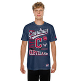 Cleveland Guardians New Era Oversized Throwback Distressed T-Shirt - Navy - New Era Sale