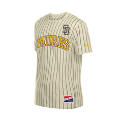 San Diego Padres New Era Throwback Meshback Pinstripe T-Shirt - Cream - New Era Discount