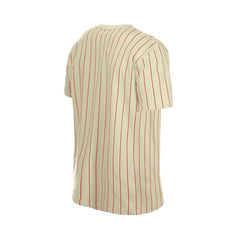 Cincinnati Reds New Era Throwback Meshback Pinstripe T-Shirt - Cream - New Era Lifestyle