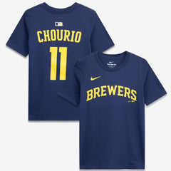 Jackson Chourio Milwaukee Brewers Nike Youth Name & Number T-Shirt - Navy - Nike Online