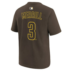 Jackson Merrill San Diego Padres Nike Youth Name & Number T-Shirt - Brown - Nike on Sale