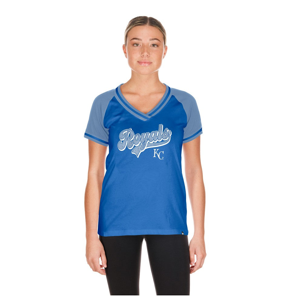 Kansas City Royals New Era Women's Gameday V-Neck T-Shirt - Royal - New Era Online