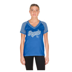 Kansas City Royals New Era Women's Gameday V-Neck T-Shirt - Royal - New Era Online