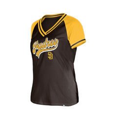 San Diego Padres New Era Women's Gameday V-Neck T-Shirt - Brown - New Era Lifestyle