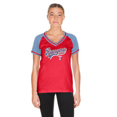 Texas Rangers New Era Women's Gameday V-Neck T-Shirt - Red - New Era on Sale