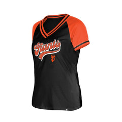 San Francisco Giants New Era Women's Gameday V-Neck T-Shirt - Black - New Era Lifestyle