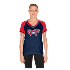 Cleveland Guardians New Era Women's Gameday V-Neck T-Shirt - Navy - New Era Discount