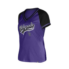 Colorado Rockies New Era Women's Gameday V-Neck T-Shirt - Purple - New Era Lifestyle