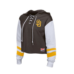 San Diego Padres New Era Women's Boxy Lace-Up Hoodie - Brown - New Era Discount