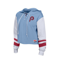 Philadelphia Phillies New Era Women's Boxy Lace-Up Hoodie - Light Blue - New Era Lifestyle