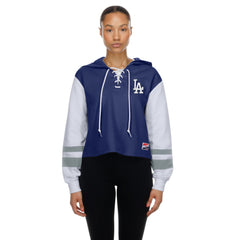 Los Angeles Dodgers New Era Women's Boxy Lace-Up Hoodie - Royal - New Era Sale