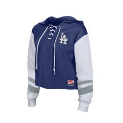 Los Angeles Dodgers New Era Women's Boxy Lace-Up Hoodie - Royal - New Era Sale