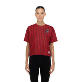 Arizona Diamondbacks New Era Women's Throwback Meshback Pinstripe Boxy T-Shirt - Red - New Era Sale