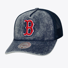 Boston Red Sox Mitchell & Ness Unisex Gameday Adjustable Trucker Hat - Navy - Mitchell & Ness Lifestyle