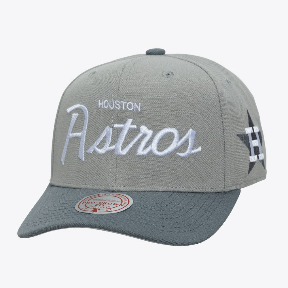 Houston Astros Mitchell & Ness Cooperstown Thunderstorm Head Coach Pro-Crown Adjustable Hat - Gray - Mitchell & Ness on Sale