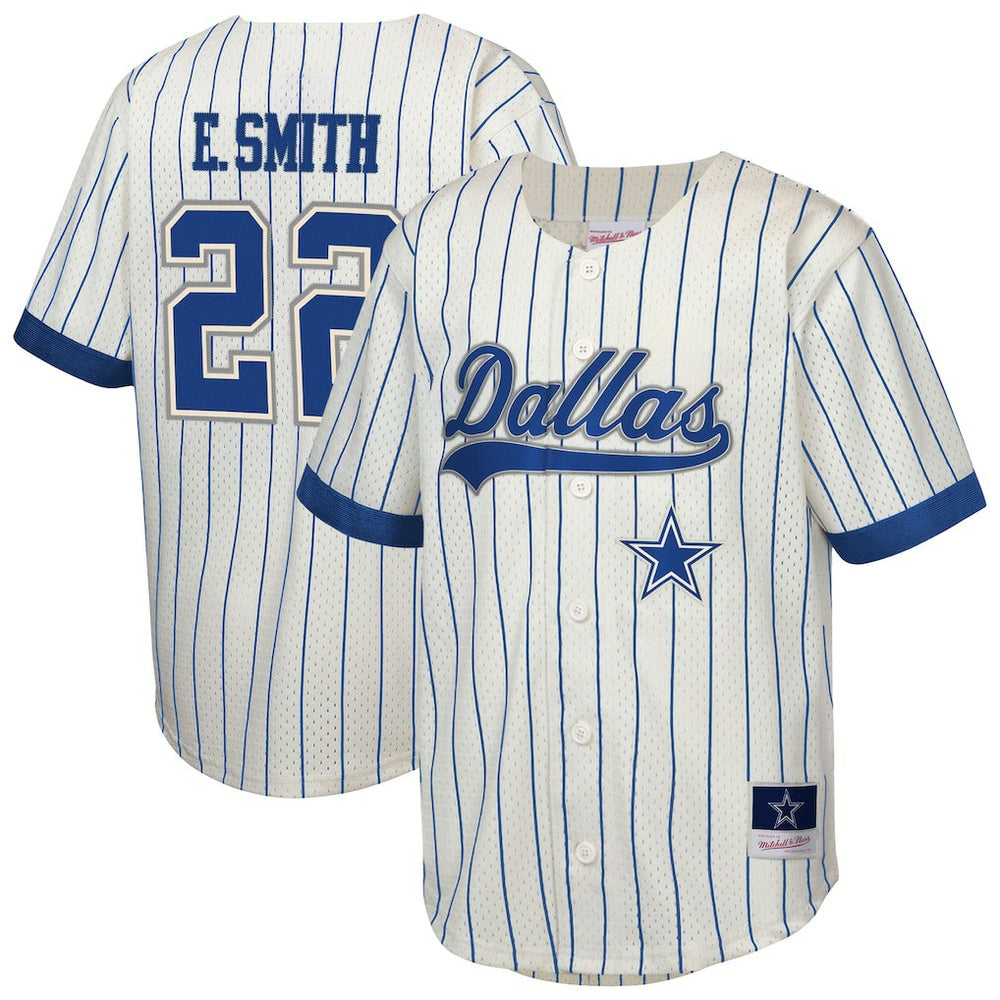 Mitchell & Ness Emmitt Smith Dallas Cowboys Youth Retired Player Name & Number Baseball Jersey Cream
