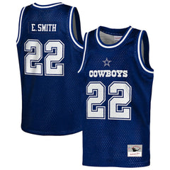 Mitchell & Ness Emmitt Smith Dallas Cowboys Youth Retired Player NFL Basketball Fashion Jersey Navy