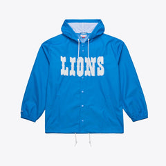 Mitchell & Ness Detroit Lions Coaches Full-Snap Hooded Windbreaker Jacket Blue