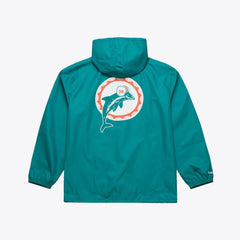 Mitchell & Ness Miami Dolphins Coaches Full-Snap Hooded Windbreaker Jacket Aqua