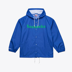 Mitchell & Ness Seattle Seahawks Coaches Full-Snap Hooded Windbreaker Jacket Royal