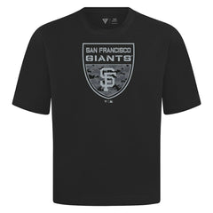 San Francisco Giants Levelwear Oversized Luxe Signature Knit Buckler T-Shirt - Black - MLB Discount
