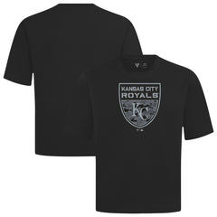 Kansas City Royals Levelwear Oversized Luxe Signature Knit Buckler T-Shirt - Black - MLB Sale