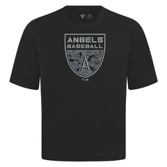 Los Angeles Angels Levelwear Oversized Luxe Signature Knit Buckler T-Shirt - Black - MLB Online
