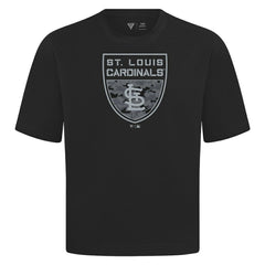 St. Louis Cardinals Levelwear Oversized Luxe Signature Knit Buckler T-Shirt - Black - MLB Discount