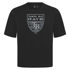 Tampa Bay Rays Levelwear Oversized Luxe Signature Knit Buckler T-Shirt - Black - MLB on Sale