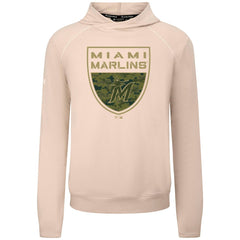Miami Marlins Levelwear Mandate Buckler Tri-Blend Pullover Hoodie - Khaki - MLB on Sale