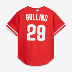 Jimmy Rollins Philadelphia Phillies Mitchell & Ness Cooperstown Mesh Batting Practice Button-Up Jersey - Red - Mitchell & Ness Lifestyle