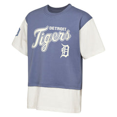 Detroit Tigers Outerstuff Youth Ultimate Pastels Premium Double Run T-Shirt - Navy/Cream - MLB Discount
