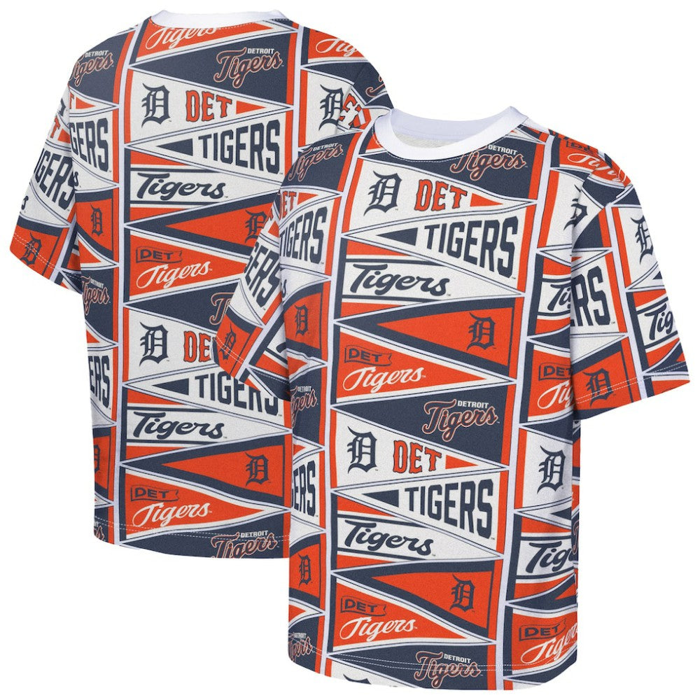 Detroit Tigers Outerstuff Youth All-Over Pennant T-Shirt - Orange - MLB Discount