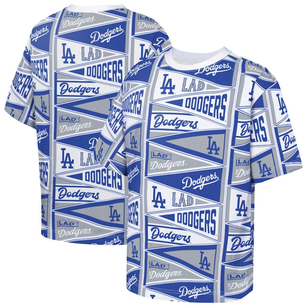 Los Angeles Dodgers Outerstuff Youth All-Over Pennant T-Shirt - Blue - MLB Lifestyle