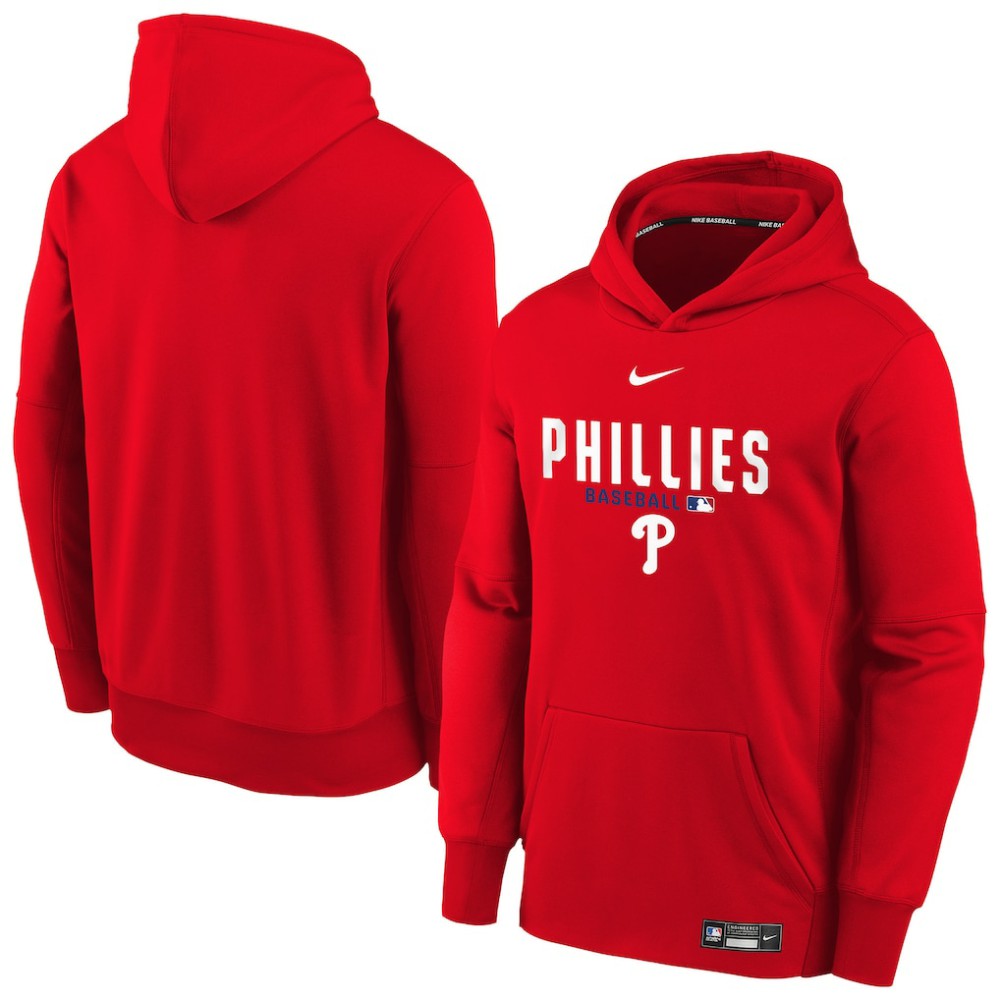 Philadelphia Phillies Nike Youth Authentic Collection Therma-FIT Hoodie - Red - Nike Lifestyle