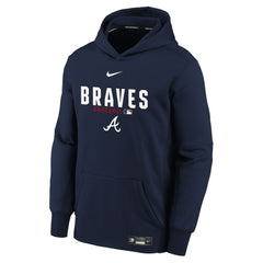 Atlanta Braves Nike Youth Authentic Collection Therma-FIT Hoodie - Navy - Nike Lifestyle