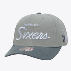 Philadelphia 76ers Thunderstorm Head Coach Pro Crown Snapback Hat Gray | Mitchell & Ness Near Me