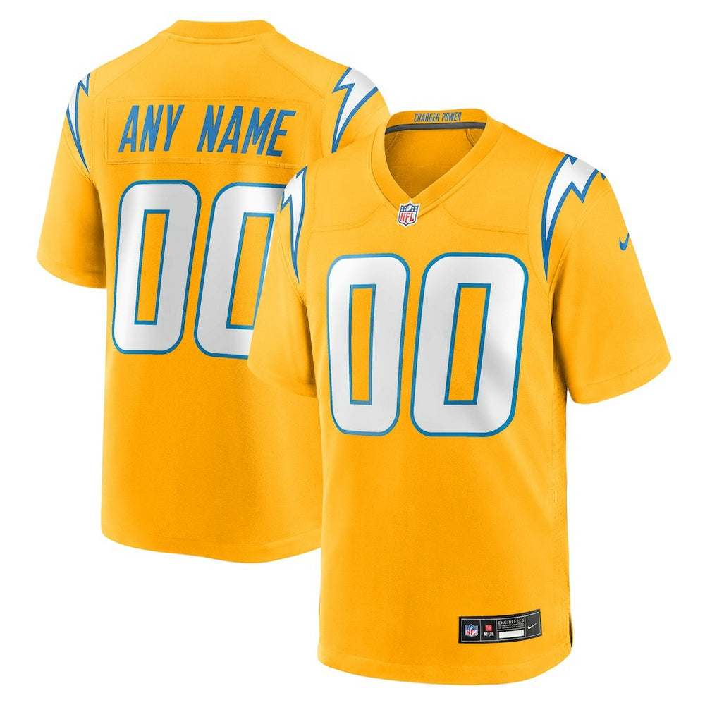 Nike Los Angeles Chargers Alternate Charger Power Game Custom Jersey Gold