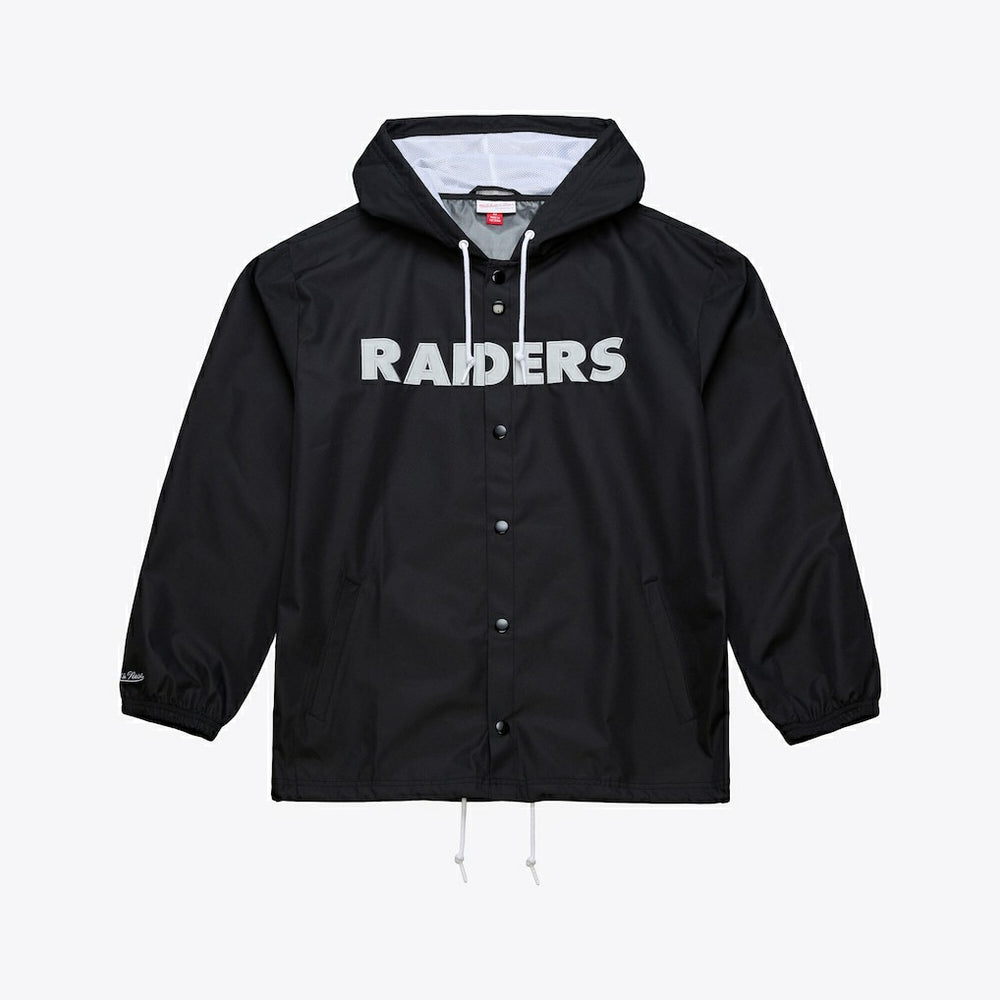 Mitchell & Ness Las Vegas Raiders Coaches Full-Snap Hooded Windbreaker Jacket Black