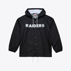Mitchell & Ness Las Vegas Raiders Coaches Full-Snap Hooded Windbreaker Jacket Black