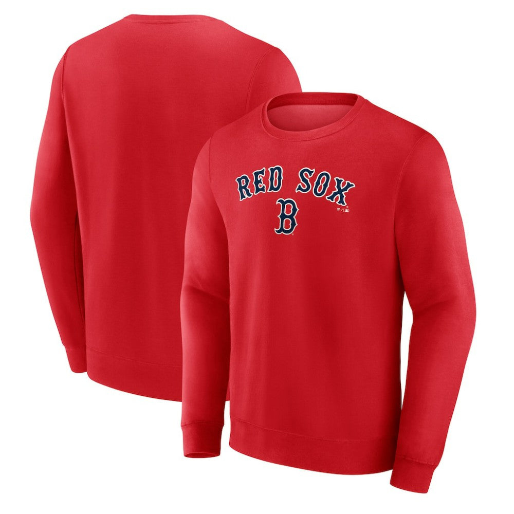Boston Red Sox Team Lockup Sweatshirt - Red - MLB Lifestyle