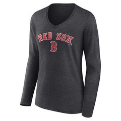 Boston Red Sox Women's Team Lockup Long Sleeve V-Neck T-Shirt - Charcoal - MLB Online