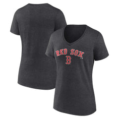 Boston Red Sox Women's Team Lockup V-Neck T-Shirt - Charcoal - MLB Sale
