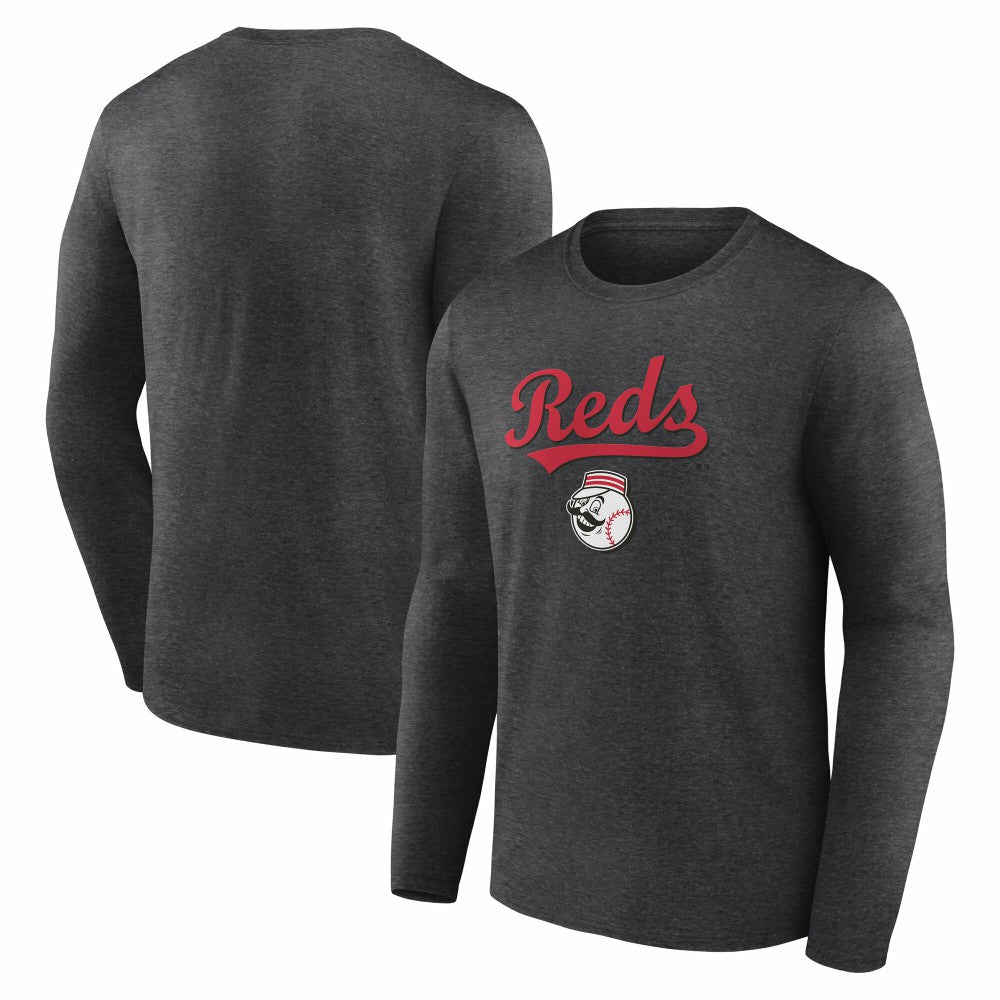 Cincinnati Reds Team Lockup Long Sleeve T-Shirt - Charcoal - MLB Discount