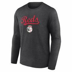Cincinnati Reds Team Lockup Long Sleeve T-Shirt - Charcoal - MLB Discount