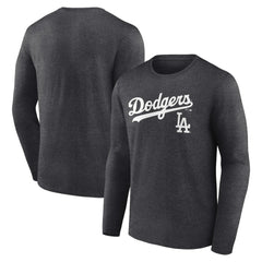Los Angeles Dodgers Team Lockup Long Sleeve T-Shirt - Charcoal - MLB Online
