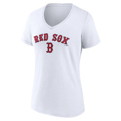Boston Red Sox Women's Team Lockup V-Neck T-Shirt - White - MLB on Sale