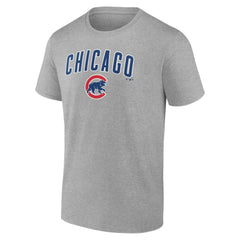 Chicago Cubs Team Lockup T-Shirt - Heather Gray - MLB Discount