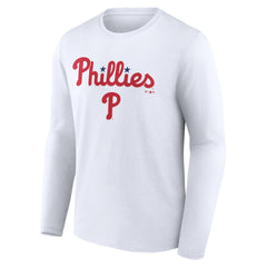 Philadelphia Phillies Team Lockup Long Sleeve T-Shirt - White - MLB Lifestyle