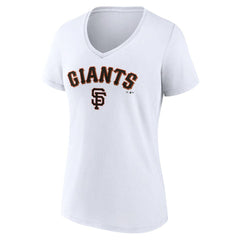 San Francisco Giants Women's Team Lockup V-Neck T-Shirt - White - MLB Sale